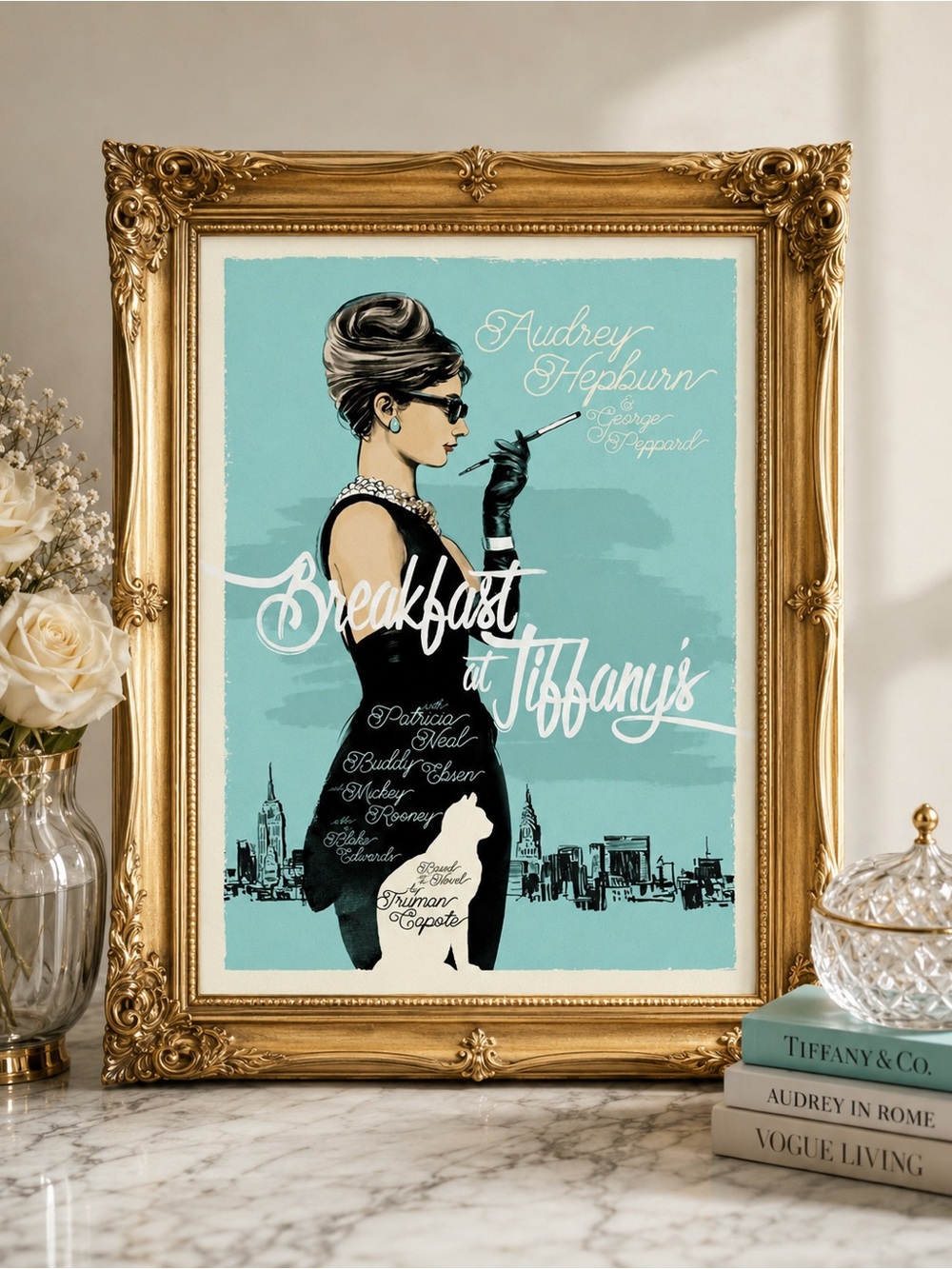Pick 3 Fashion Wall Art Prints | Audrey Hepburn Inspired Glam Tiffany Blue Chic